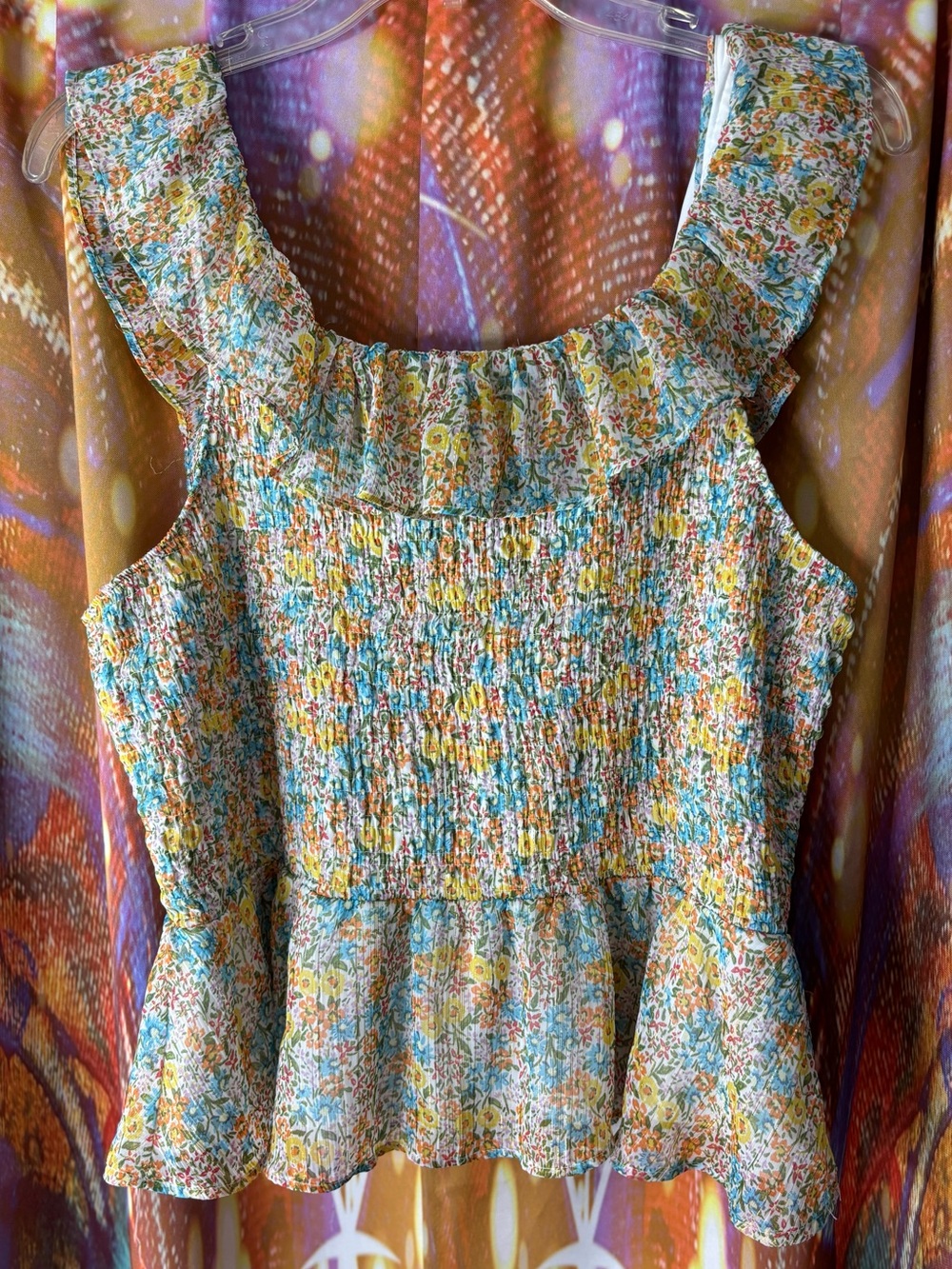 Smocked Floral Ruffle Tank Top ✨ NWT